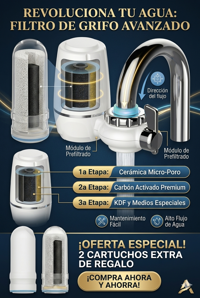Agua Pura en Segundos - Filtro Purificador de Grifo