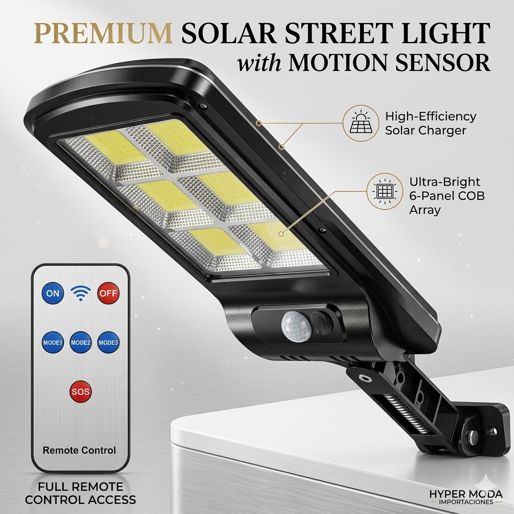 Seguridad Solar 24/7 - Lámpara con Sensor y Control Remoto